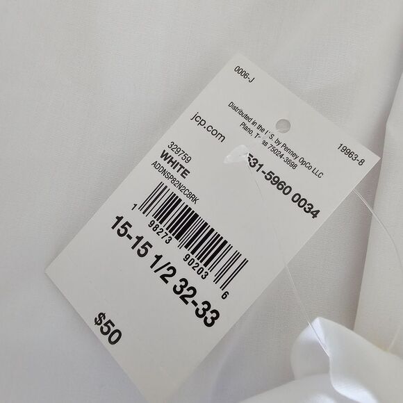 J. Ferrar Men's White Dress Shirt Stretch Slim Fit NWT M 15-15 1/2 Brand new - Picture 9 of 10